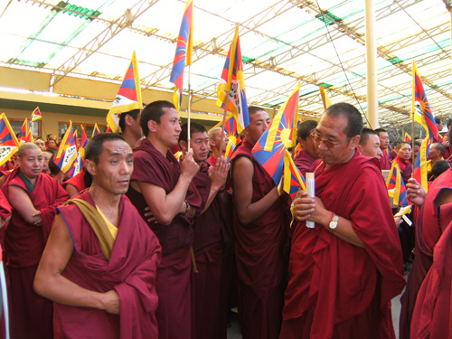 Monks etc peacefully protesting on March 10th, Dharamsala